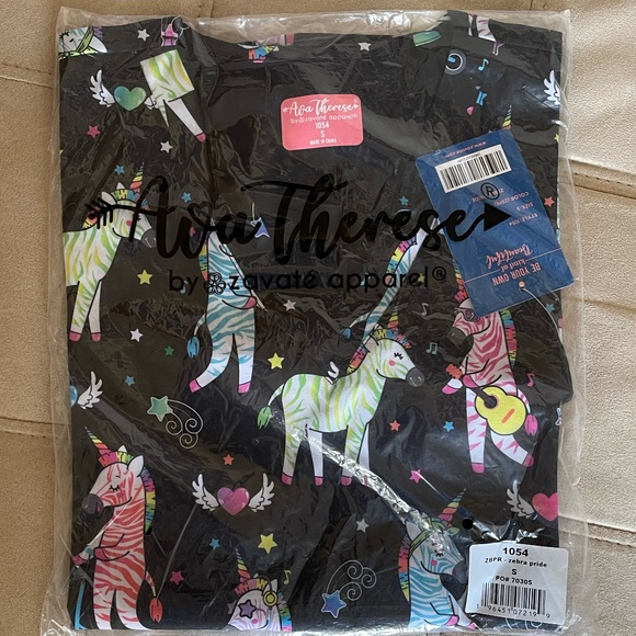 Zavate Ava Theresa Zebra Print 2-Pocket Stretch V-Neck Scrub Top - Women's Small - Picture 3 of 4